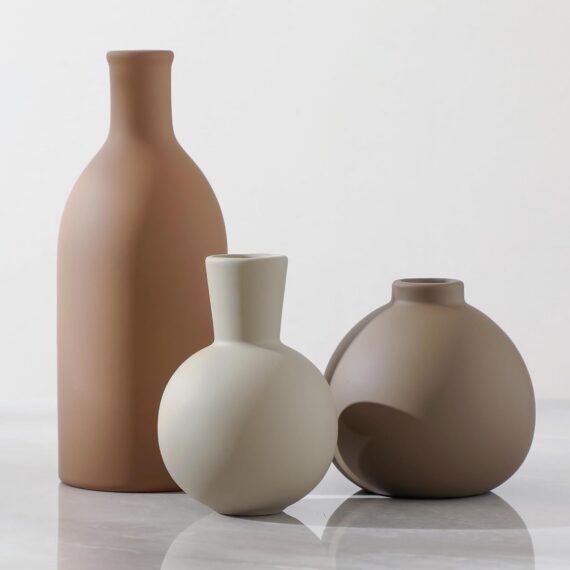 Set of 3 Multicolor Ceramic Vases for Home Decor