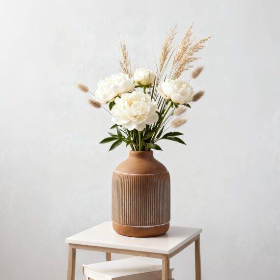 7.5-Inch Brown Terracotta Boho Farmhouse Vase