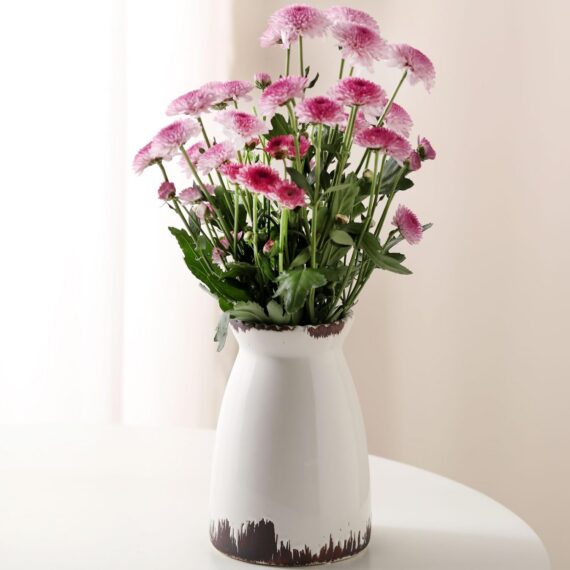 White Ceramic Flower Vase for Modern Home Decor