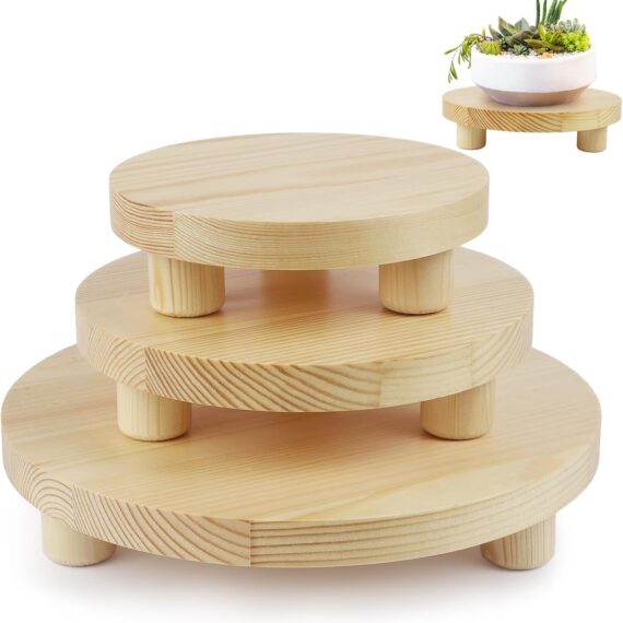 3-Piece Wooden Riser Stands for Home Decor