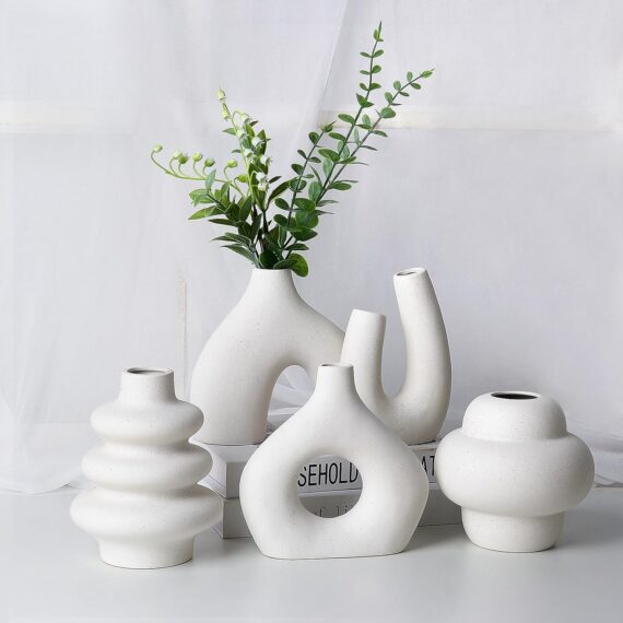 Set of 5 Handmade Ceramic Vases for Home Decor