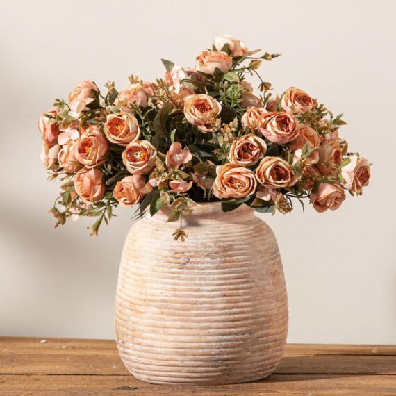 7.5-Inch White Ceramic Farmhouse Flower Vase