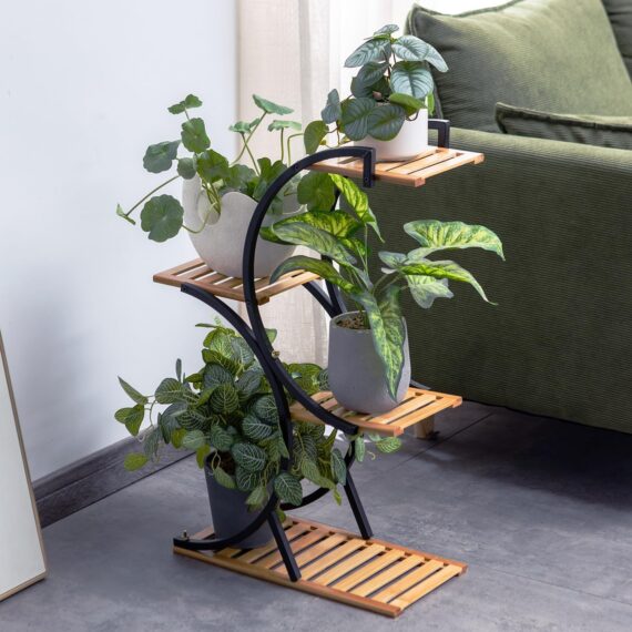 4-Tier Bamboo Plant Stand Indoor Outdoor