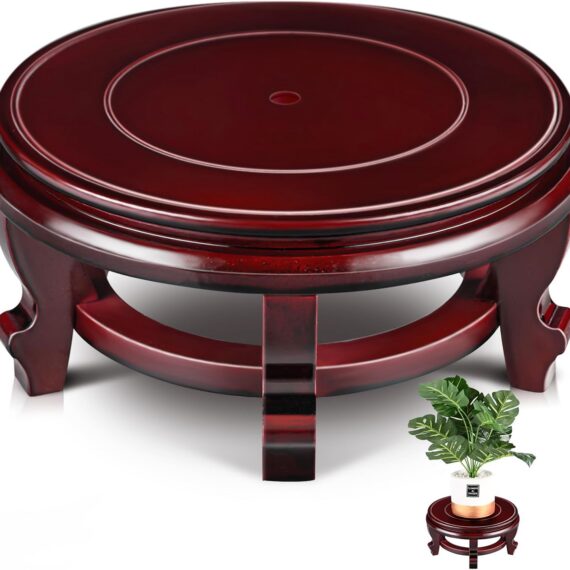 10-Inch Wooden Plant Stand Oriental Style Display Base