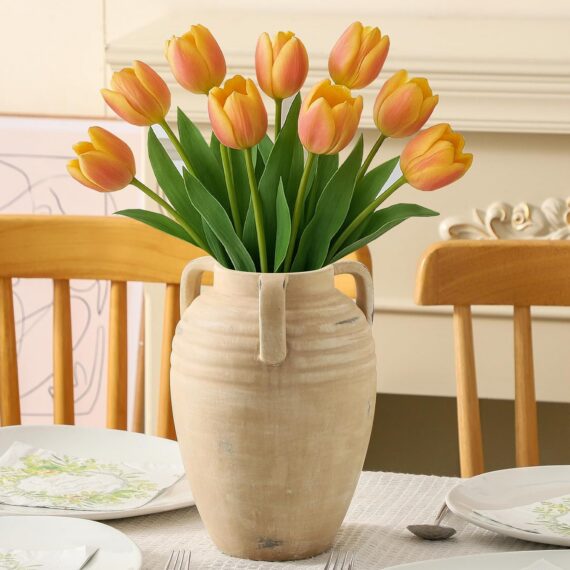7.1-Inch Retro Ceramic Flower Vase with Handle