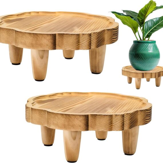2-Pack Wooden Display Stools for Home Decor