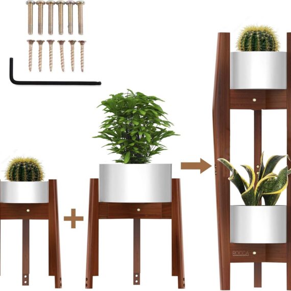 2-Tier Adjustable Bamboo Indoor Plant Stand