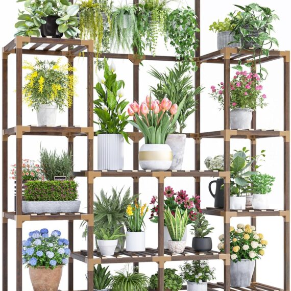 4-Tier Large Wooden Plant Stand Indoor Outdoor